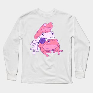 Sapphic Pride Frog Stack Long Sleeve T-Shirt